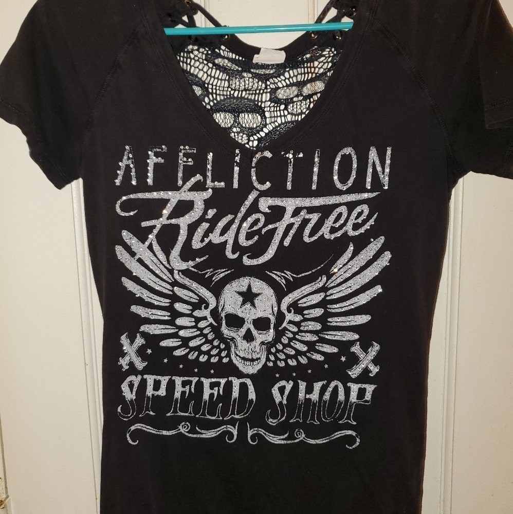 Affliction shirt see thru back